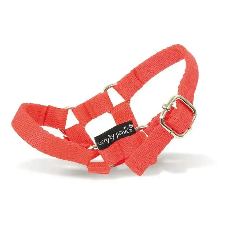 Bright coral woven fabric crafty ponies headcollars toy pony headcollars with silver hardware and brand tag