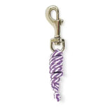 Purple and white twisted rope keychain with silver metal swivel hook from crafty ponies lead ropes collection