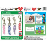 Crafty ponies lead ropes with pink blue and purple braided design and silver metal clasps for ponies headcollars