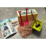 Red plastic shovel from crafty ponies muck out set with a sturdy handle and wide flat blade for gardening tasks