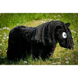 Black plush crafty ponies soft toy pony with textured yarn mane and a single white eye for cuddly fun