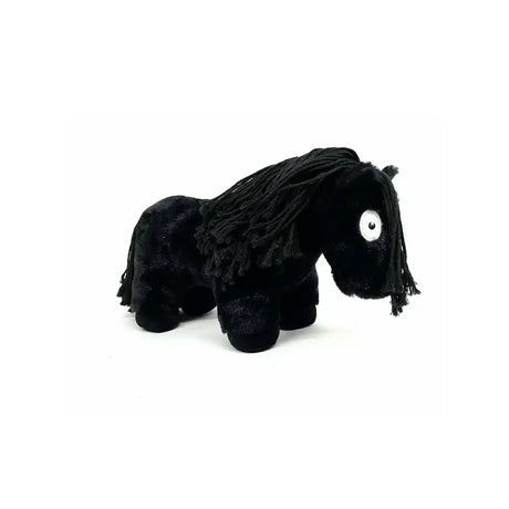 Black plush crafty ponies soft toy pony with long fringed mane and a single white eye perfect for cuddling