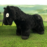Black plush soft toy pony crafty ponies with textured mane and a single white eye perfect ponies soft toy gift