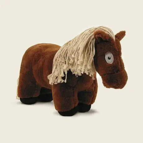 A crafty ponies soft toy pony brown made of plush with cream fringe mane and black hooves perfect for kids