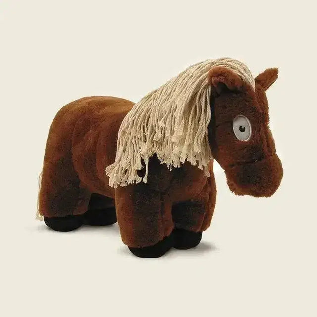 A crafty ponies soft toy pony brown made of plush with cream fringe mane and black hooves perfect for kids