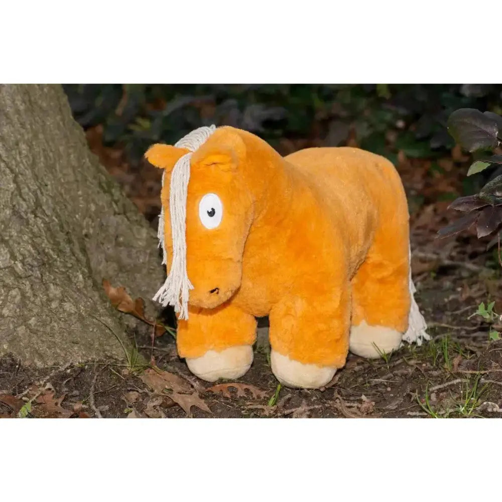 Crafty ponies soft toy pony chestnut in bright orange with white mane and hooves and a simple cartoon face