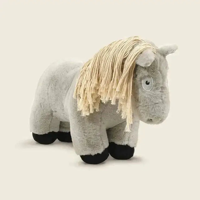 Crafty ponies soft toy pony grey plush with long beige mane and black hooves perfect for kids and collectors