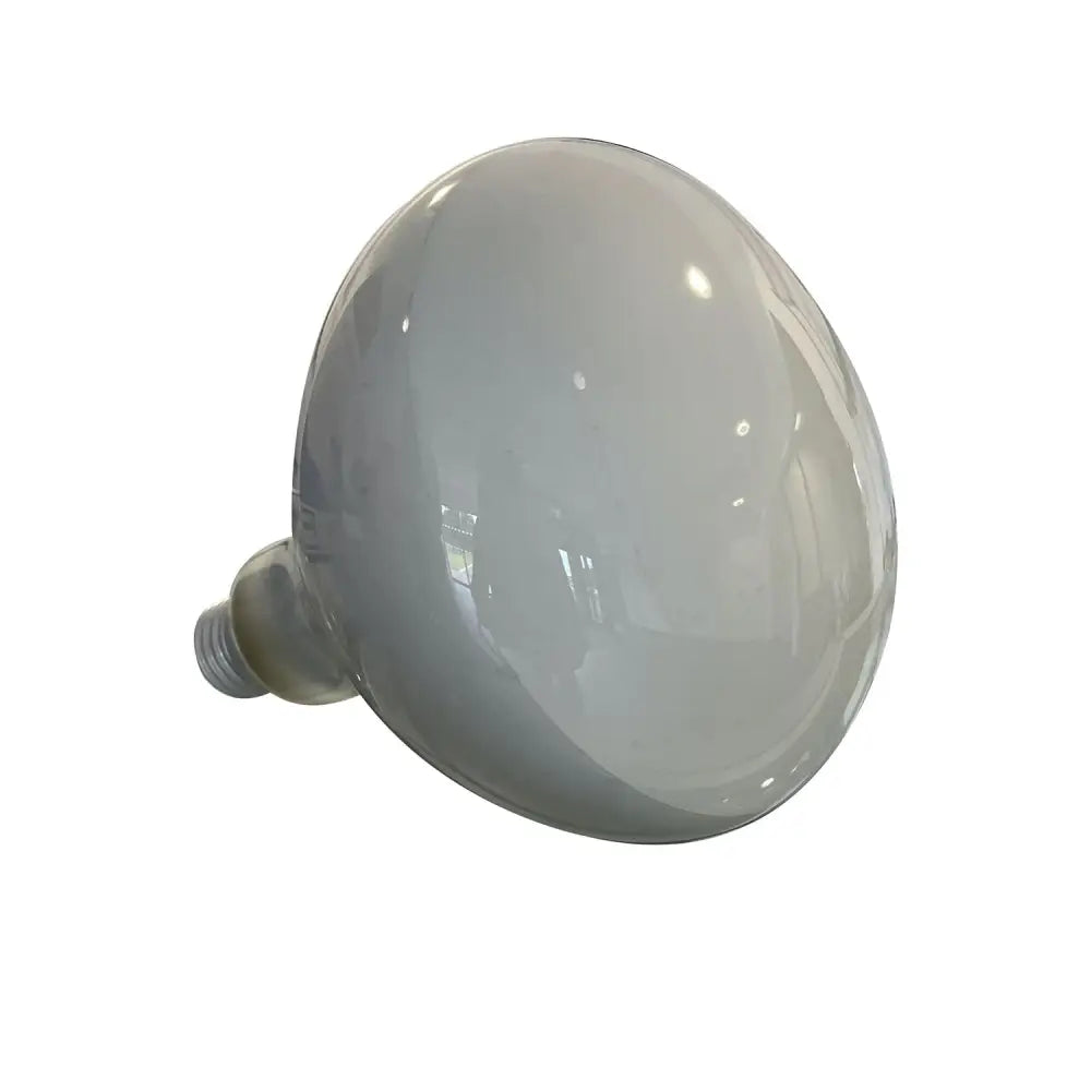 A frosted glass crompton lamp infra-red bulb with metallic screw base for diffused infra-red heat lamp use