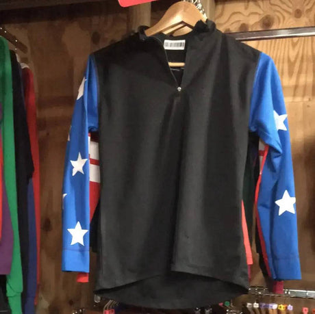Cross Country Top Black With Blue Arms Barnstaple Equestrian Supplies clearance Barnstaple Equestrian Supplies