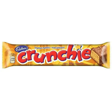 Crunchie 40g candy chocolate in yellow and red wrapper with sponge toffee filling perfect for tuck shop treats