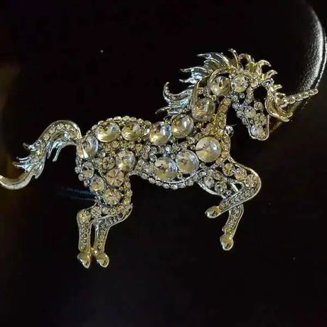 Crystal and Silver Effect Prancing Unicorn Brooch Gifts Barnstaple Equestrian Supplies