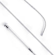 Silver cush grip schooling whip 110cm with clear plastic handle, silver braided body, and metallic ferrules