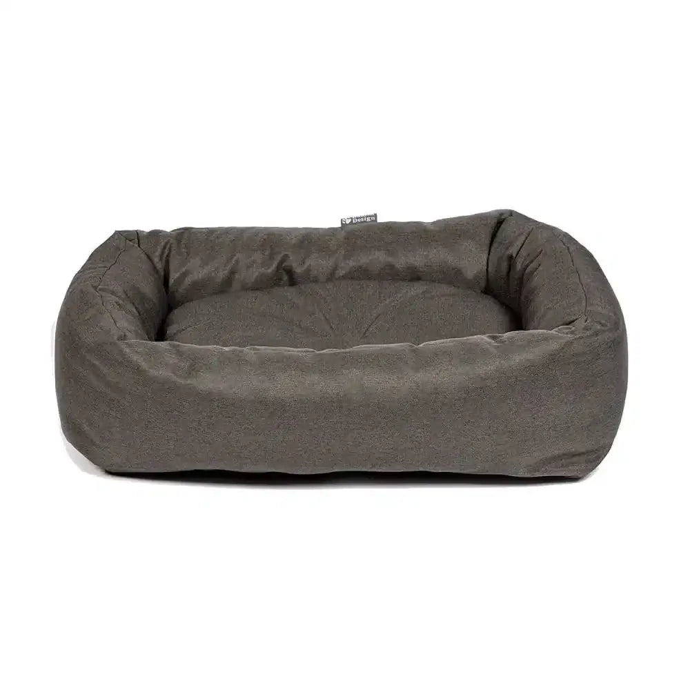 A plush dark gray rectangular danish design anti-bac snuggle bed green with soft cushioned interior and sturdy fabric exterior