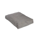 Gray rectangular pet bed made of soft textured fabric with neatly stitched edges danish design antibacterial deluxe duvet