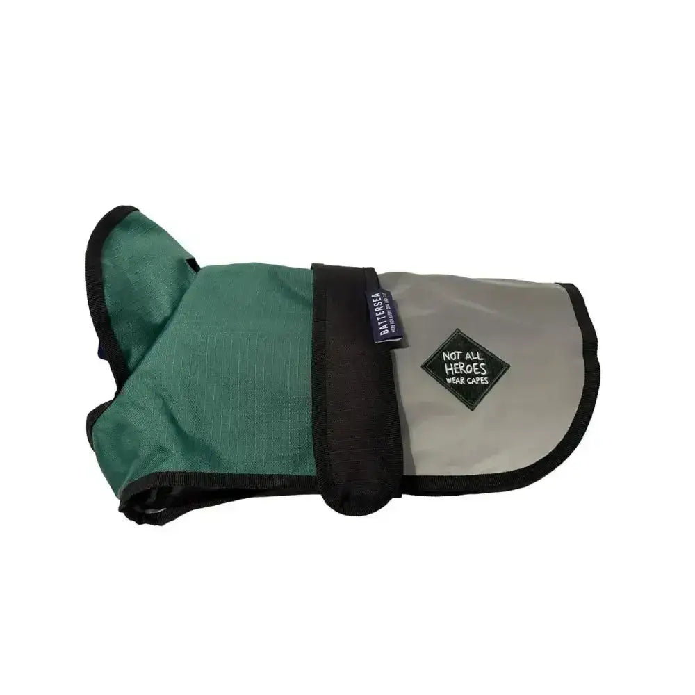 Green and gray dog coat green with black trim and diamond patch from danish design battersea 2-in-1 dog coat