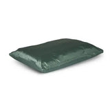 Dark green glossy plastic pet bed with rectangular shape and raised edges from danish design county deep fill duvet dog bed