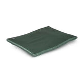 Dark green rectangular cushion with smooth glossy fabric and neat stitching for danish design county dog bed