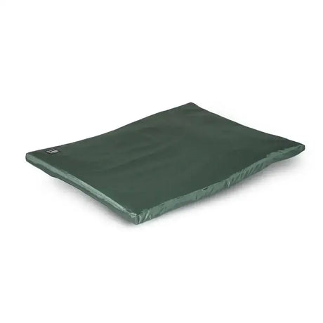 Dark green rectangular cushion with smooth glossy fabric and neat stitching for danish design county dog bed