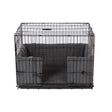 Black wire danish design crate with gray sherpa fleece lining and springbond ecoflex filling for pet comfort