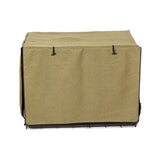 Beige canvas danish design crate cover with black trim and reinforced ties made from upholstery fabric for calm space use