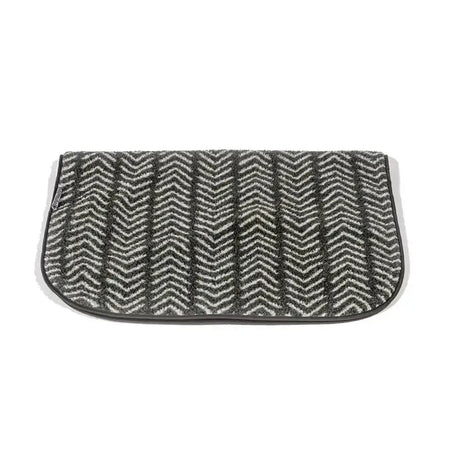 Gray and white herringbone equestrian saddle pad with soft wool fabric matching danish design fleece blanket charcoal arrows