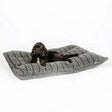 Gray and white herringbone dog bed with plush textured fabric from danish design fleece deep duvet charcoal arrows