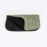 Danish design green herringbone fleece blanket dog bed with soft reversible microfiber cloth and plush black interior