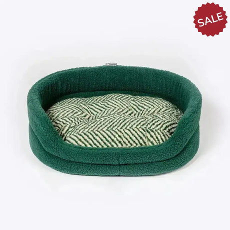 Danish Design Green Herringbone Fleece Slumber Bed Dog Bed Small Green Dog Beds