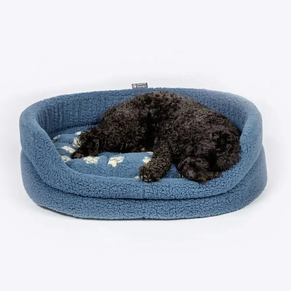 Danish Design Harbour Paw Fleece Slumber Bed Dog Bed Small Blue Dog Bed