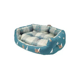 Teal danish design laura ashley park deluxe slumber dog bed with plaid pattern and embroidered ashley park dogs