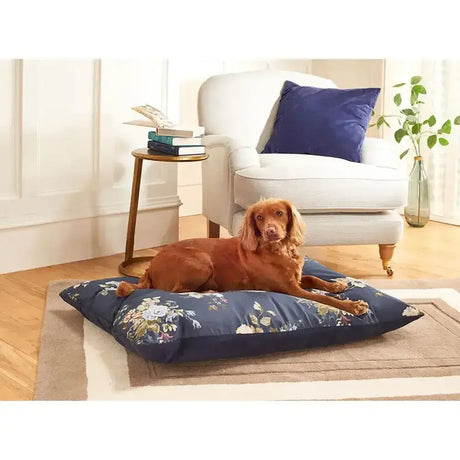 Navy blue floral patterned laura ashley rosemore deep duvet dog bed with danish design laura style for comfy pets