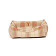 Plaid-patterned danish design newton snuggle bed dog bed in beige red and green soft fabric for cozy comfort