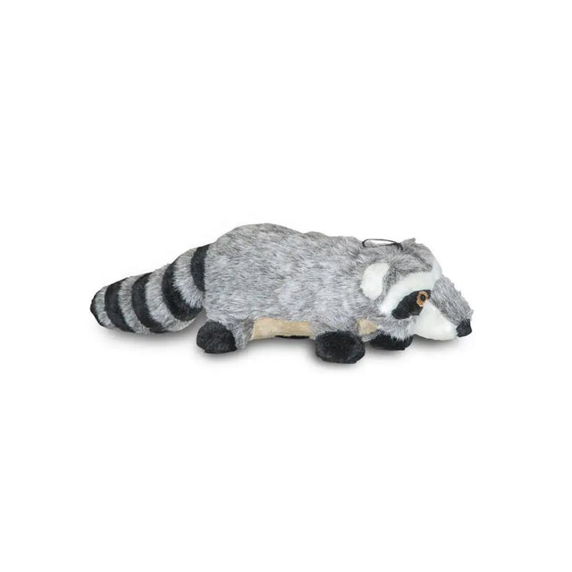 Danish design ricky the raccoon plush toy with gray black soft fabric body striped tail and embroidered face features