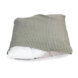 A danish design rustic stripes duvet cover sage featuring a soft olive green pillowcase with fine white vertical stripes