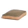 Olive green and tan plush danish design tweed box duvet dog bed with a soft cushioned design for cozy pets