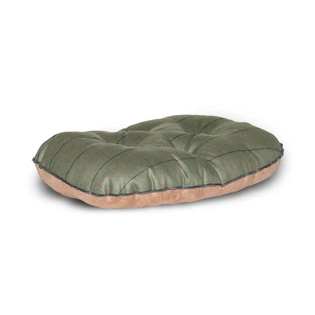 Danish Design Tweed Quilted Mattress Dog Bed 45 Cm (18") Green/Tan Dog Bed Barnstaple Equestrian Supplies