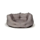 Gray houndstooth danish design vintage deluxe slumber bed dogstooth plush dog bed with tufted edges and dark base
