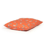 Orange cushion with silver and white dachshund pattern for danish design woodland hare luxury deep duvet dog bed