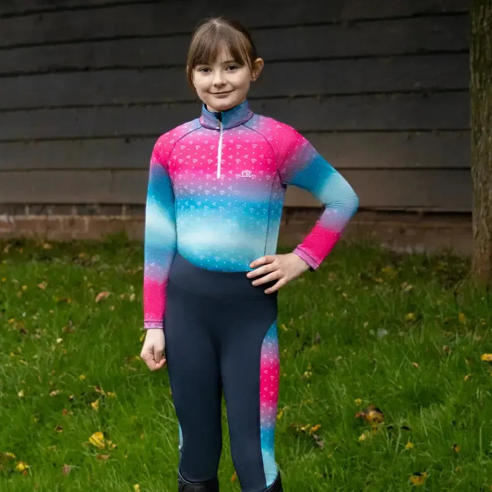 Dazzling Diamond Base Layer by Little Rider Teal/Pink 11-12 Years Base Layers