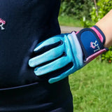 Dazzling Diamond Riding Gloves by Little Rider Teal/Pink Child Small Riding Gloves