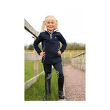 Navy blue zip-up fleece dazzling dream sweatshirt by little rider with white dazzling dream piping and silver ¾ zip