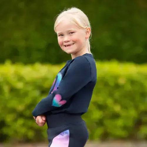 Dazzling Night Long Sleeve T-Shirt by Little Rider Navy/Prismatic 11-12 Years HY Equestrian Baselayers Barnstaple Equestrian Supplies
