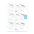 A white deckled edge notebook moody mare with a repeating pattern of light gray and teal stylized horses pocket sized notebooks