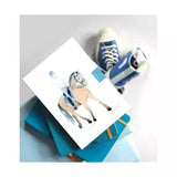 White deckled edge notebook working horse with watercolor rider on light brown horse handy a6 pocket sized notebook