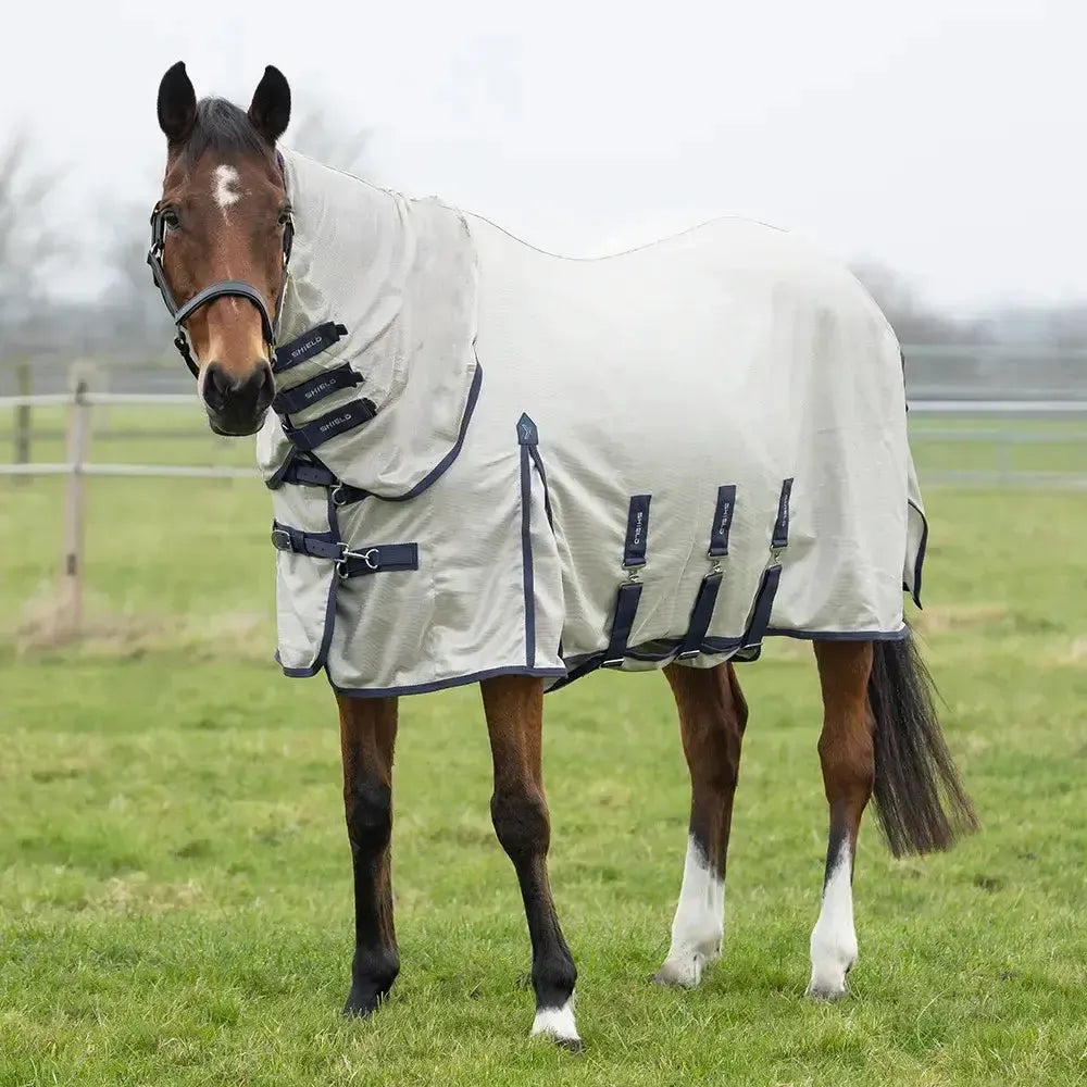 DefenceX Shield Rain-Repel Mesh Combi Fly Rug Grey/Navy 5'0" Fly Rugs