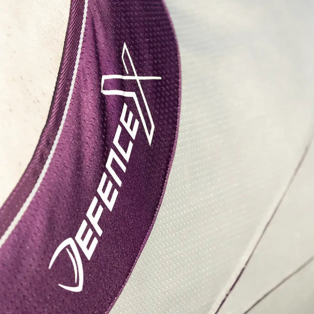 Purple mesh strap with white defencex logo on defencex shield sport air cooler rug showing breathable design