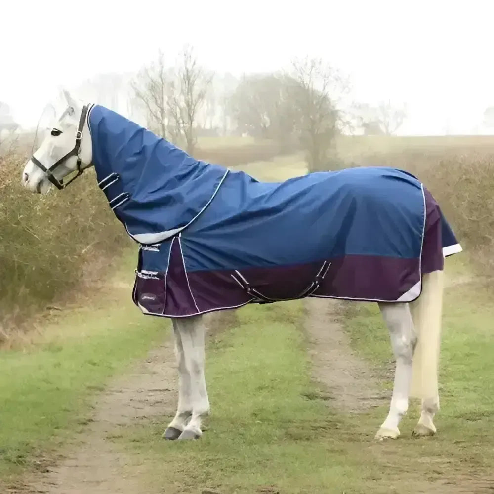 DefenceX System 0g Turnout Rug with Detachable Neck Cover Navy / Purple 5'6" Turnout Rugs