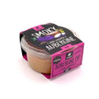 Delphi aubergine dip in smoky flavor packaged in pink and black clear plastic container for easy use