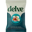 A white and teal package of delve sour cream shallot flavour roasted oat crisps perfect for snacking