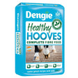 Bright blue bag of dengie healthy hooves high-fibre feed combining essential nutrients for horses hooves care